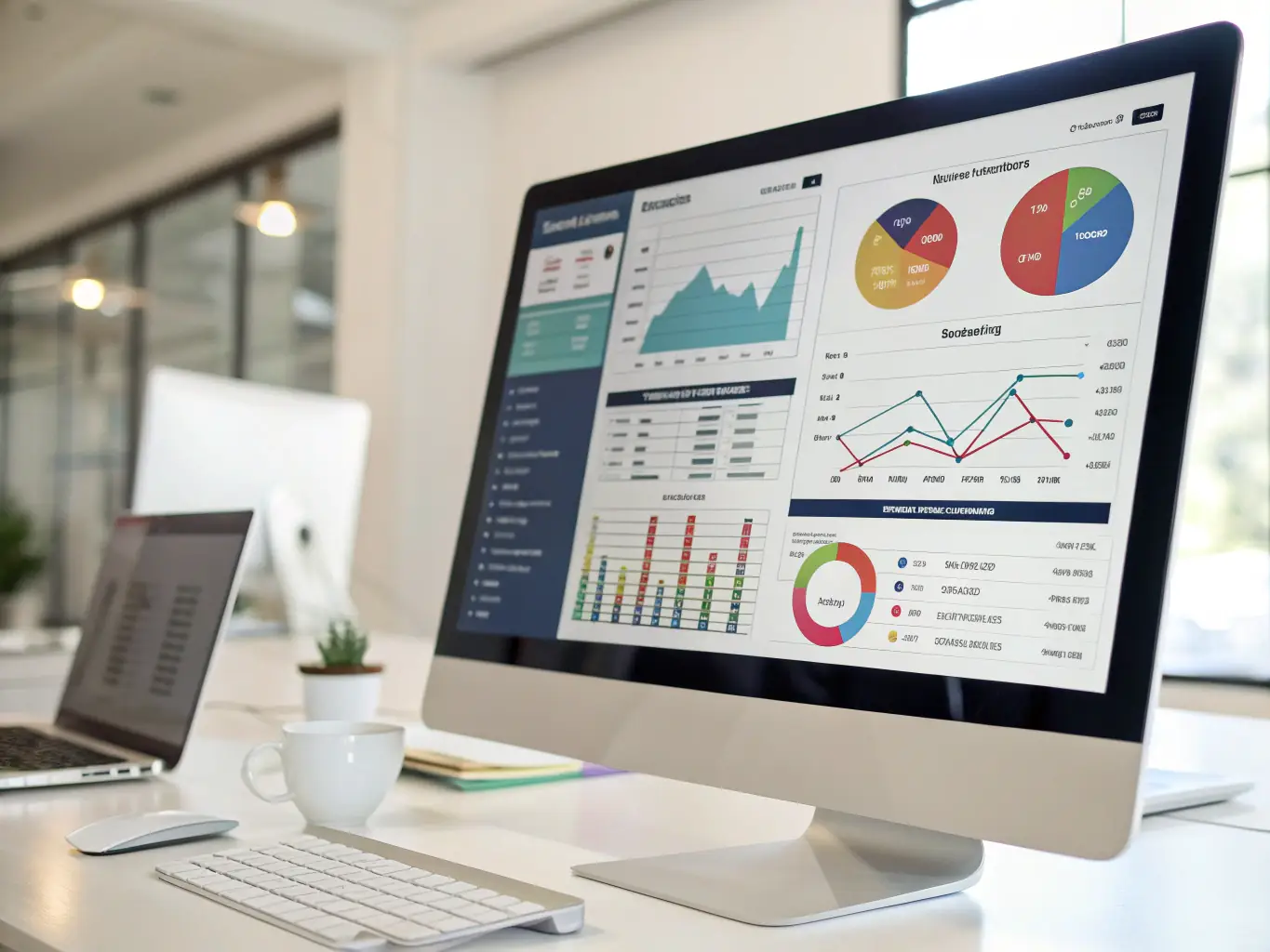 A digital dashboard displaying real-time data analytics and automation processes, highlighting the use of cutting-edge technology to optimize workflows.